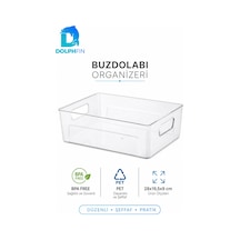 Şeffaf Pet Buzdolabı Organizeri Geniş Kulplu Düzenleyici Kutu 28x19,5x9 Cm