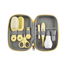 Gajeena Bebek Bakıma 8'li Set: Tırnak Makas+file+makas+saçak+fırça+burun Emici+parmak Fırçası+termometre Sarı Saklama Kutulu