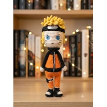 Turuncu Kostümlü Ekek Ninja Amigurumiörgü Oyuncak Örgü Bebek - El Yapımı 21 Cm