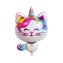 Kedi Unicorn Folyo Balon 2 Yaş Mavi