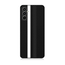 Samsung Galaxy M23 Uyumlu Siyah Beyaz Karbon Motif Desenli Silikon Kılıf