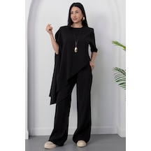 Kalopya Simetrik Crop Pantolon İkili Takım Grs3933 SIYAH