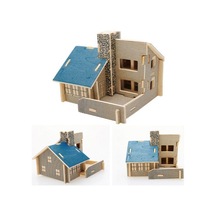 3d Ahşap Puzzle - Mavi  Ev