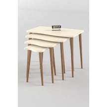 Zigon Sehpa Ahşap 4'lü Krem Kr Çok Renkli