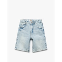 Koton Pamuklu Regular Fit Denim Kapri Şort Lıght Indıgo 5skg40121ad Açık Mavi