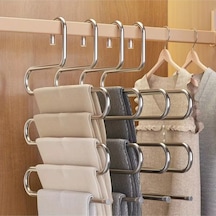 Metal Pantolon Eşarp Askısı 5 Katlı Boncuk Uçlu, Katmanlı Pantolon Organizatör 1 Adet Metal Metalik Diğer