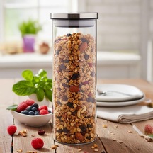 800ml Vakumlu Metal Kapaklı Borosilikat Cam Kavanoz 8.5cm20cm 1 Adet Diğer