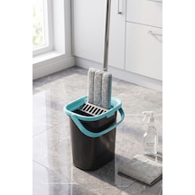 Compact Tablet Mop Temizlik Seti - Mikrofiber Paspas Ve Sıkma Hazneli Kova Siyah/mavi