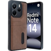 Xiaomi Redmi Note 14 4g Kılıf Sara Kartvizitli Deri Kılıf - Taba -