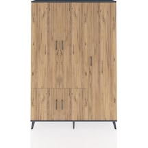Arges Dolap 7 Raflı 5 Kapaklı Tek Askılı 132x30x195 Antrasit-çam/aytaşı Atlas Çam/aytası