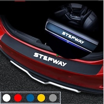 Dacia Stepway İçin Uyumlu Aksesuar Oto Bagaj Ve Kapı Eşiği Sticker Seti Karbon Kırmızı