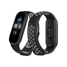 Xiaomi Mi Band 7 Uyumlu Spor Delikli Kordon - Siyah-gri