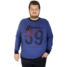 Mode Xl Büyük Beden Erkek Sweatshirt Thirty Nine 19135 Indigo 001