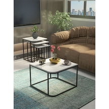 Orta Sehpa Ve Zigon Sehpa Damla Beyaz Beyaz