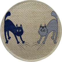 Glipet Desenli Çift Taraflı Kedi Tırmalama Paspası Yuvarlak Blue Gray 36 x 36 CM