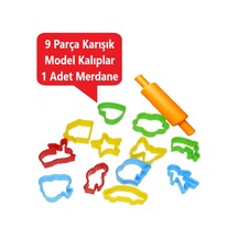 Oyun Hamuru Kalıbı 9 Parça Karışık Model Merdane Oklava Seti