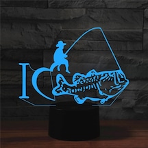 Sones Balıkçılık Şekli 3d Renkli Led Görüş Işığı Masa Lambası, Şarj Edici Dokunmatik Versiyon Çok Renkli
