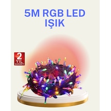 Mey İthalat Şeffaf Kablolu 50 Ampullü 5 Metre Led Işık Dekoratif Aydınlatma Çok Renkli