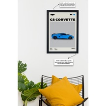 C8 Corvette 2023 Model V1 Car Serie Özel Tasarım Siyah Çerçeveli Tablo Poster