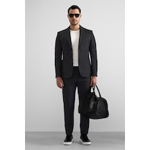 Süvari Siyah Slim Mono Yaka Düz Torba Cep 6 Drop Takım Elbise Tk1006900382-s09 Siyah