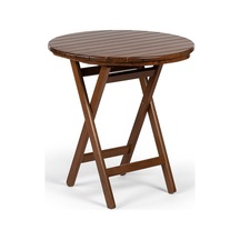 Buzludja Katlanır Masa 70cm - Dış Mekan Ahşap Bahçe, Balkon Masa Ceviz