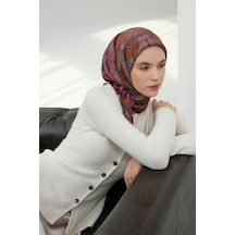 Silk Home Viskon Velora Eşarp Mürdüm Çok Renkli Desenli Tok Duruşlu 90x90