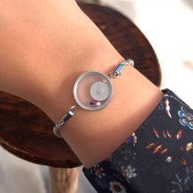 Kırmızı Sanat Evi Şeffaf Camlı Atatürk Paralı Çelik Bileklik