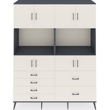 Hyperion Gardrop 8 Raflı 6 Çekmeceli 8 Kapaklı 176x44x221 Antrasit-aytaşı Aytaşı