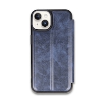 Newface - 336 -  Apple iPhone Uyumlu 14 Kılıf Flip Cover - Ece-umay - - Lacivert