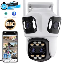 8k 16mp 8x Zoom Dış Mekan Kablosuz 360 Ip Kamera 3 Kameralı