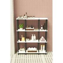 Ravina 4 Katlı Banyo Düzenleyici Çok Raflı Banyo Organizeri Çok Amaçlı Banyo Düzenleyici Beyaz