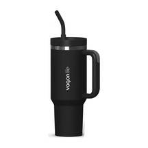 Tumbler Quencher Cup 1200 Ml Pipetli Rahat İçim Kulplu Sus304 Paslanmaz Çelik 1.2l Termos 1103-1200ml Siyah Açık Beyaz