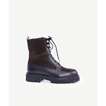 Yargıcı Kalın Tabanlı Deri Bağcıklı Postal Bot 25kkay4021x 003 Kahverengi