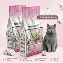 Northland Doğal Bentonite- Süper Topaklanan Bebek Pudrası Kokulu Kedi Kumu 10 Lt X 2 Adet