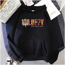 Luffy Yazılı Kapşonlu Sweatshirt