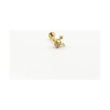 Kanatlı Yıldız Tragus Piercing Gold, Zirkon Taşlı, Anti Alerjik, Çelik Barlı, 8 Mm Çok Renkli