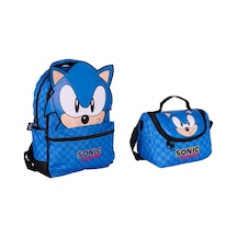 Sonic Mavi Üç Boyutlu Okul Çantası Ve Beslenme Çantası Mavi