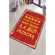 Sarı Ve Kırmızı Kaymaz Taban Taraftar Halısı Ar1154n11 Sarı - Kırmızı