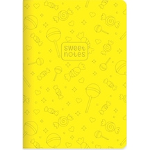 Çizgili Termo Deri Ve Sert Kapak Neon Şeker Defter 14 X 20 Cm - Sarı Sarı
