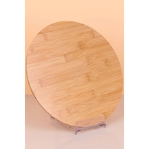 Döner Tabanlı Bambu Kahvaltılık - Sunumluk - Pizza Tepsisi -30 Cm Kahverengi