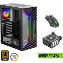 Green Griffin G3 Plus Argb Gaming Bilgisayar Kasası 4 120mm Fan + Tempered Cam 600w 80+ Bronze Psu Dahil + Mouse