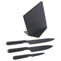 3 Lü Bıçak Set Standlı Siyah Renk MeridyenDukkan Paslanmaz Çelik