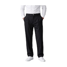 Deepsea Siyah Erkek Rahat Kalıp Tek Pileli Kumaş Pantolon Yanları Lastikli Esnek Smart Casual Pantolon 2600970