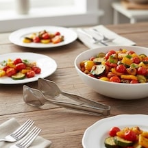 Paslanmaz Çelik Yemek Servis Maşası 21 Cm Salata, Makarna Ve Sıcak Yemekler İçin Çok Amaçlı Servis Pensi
