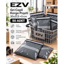 Gri Cepli Kargo Poşeti 30x37,5 +5 Cm 50 Adet
