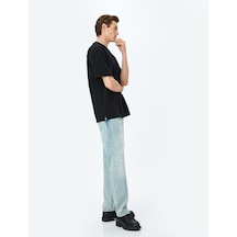 Koton Normal Bel Pamuklu Vintage Straight Fit Kot Pantolon Petrol 5sam40063ıd Petrol