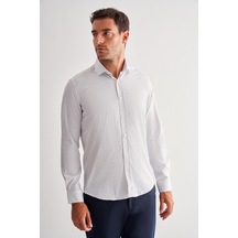 İmza Beyaz Yarım İtalyan Yaka Uzun Kol Cepsiz Slim Fit Cls Gömlek 1004255174 Duman Beyaz