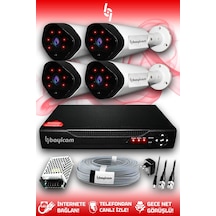Bayicam 4 Kameralı Uzay 4 Dış Kamera Set HDD'siz Full HD Gece Görüşlü Güvenlik Kamerası Sistemi