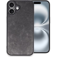 Mey İthalat Apple Uyumlu iPhone 16 Plus Kılıf Aras Deri Kapak - Siyah