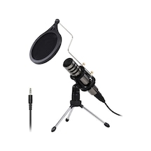 Mufunye Çok İşlevli Kondansatör Mikrofon Kayıt Mikrofonu Kiti 3.5mm Cep Telefonu Bilgisayar Karaoke Ses Mikrofonu Tripodlu